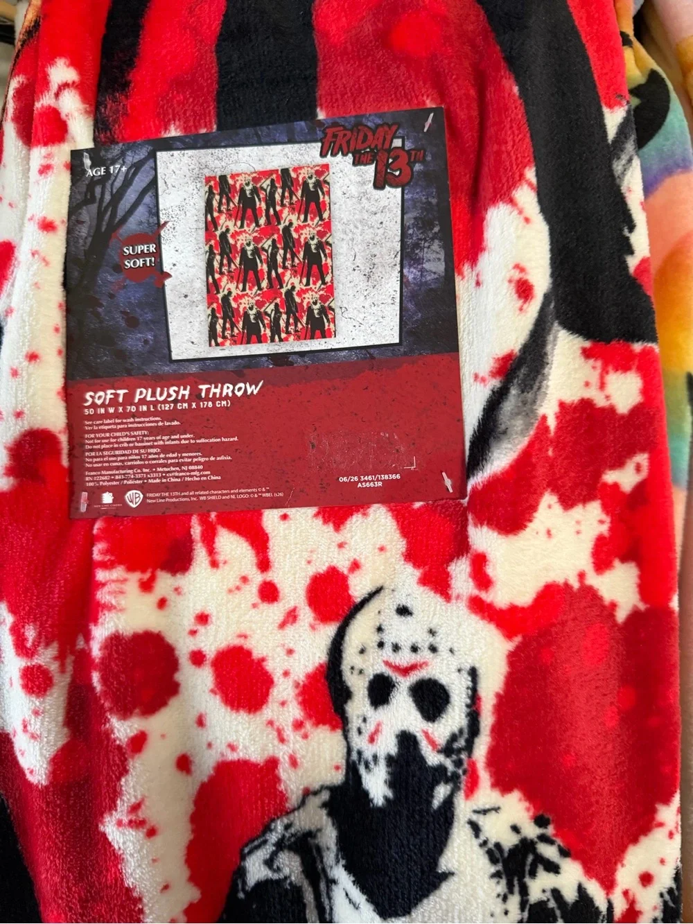 Jason Friday the 13th Red and Black Soft Plush Throw Blanket